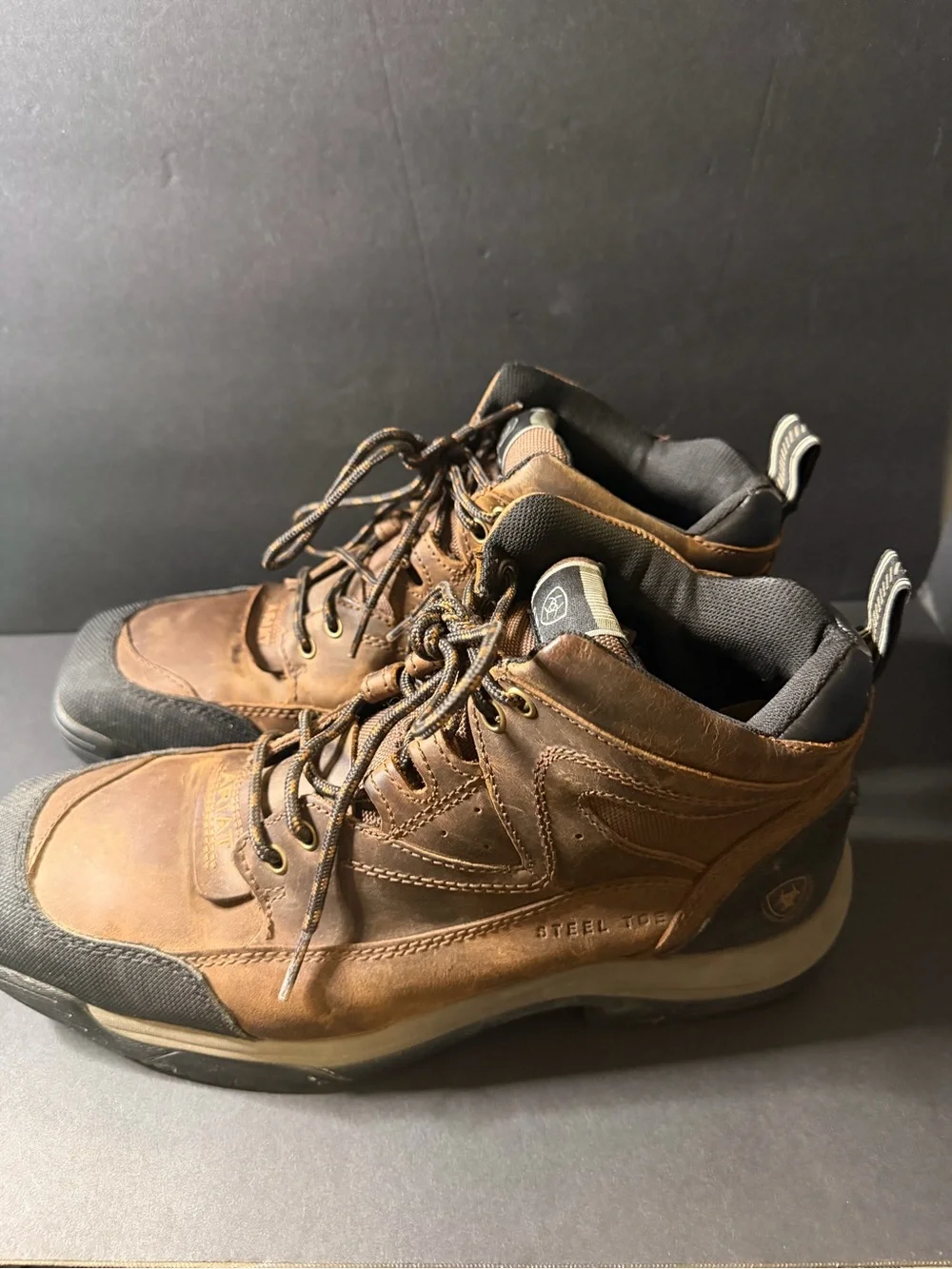 Ariat Brown and Black Steel Toe Work Boots
